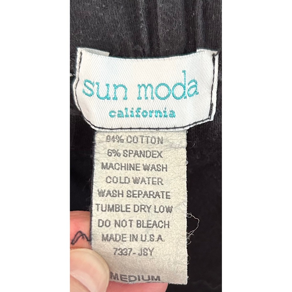 Sun Moda Cropped Leggings Casual Everyday Wear Black Cotton Blend Medium - Picture 3 of 4